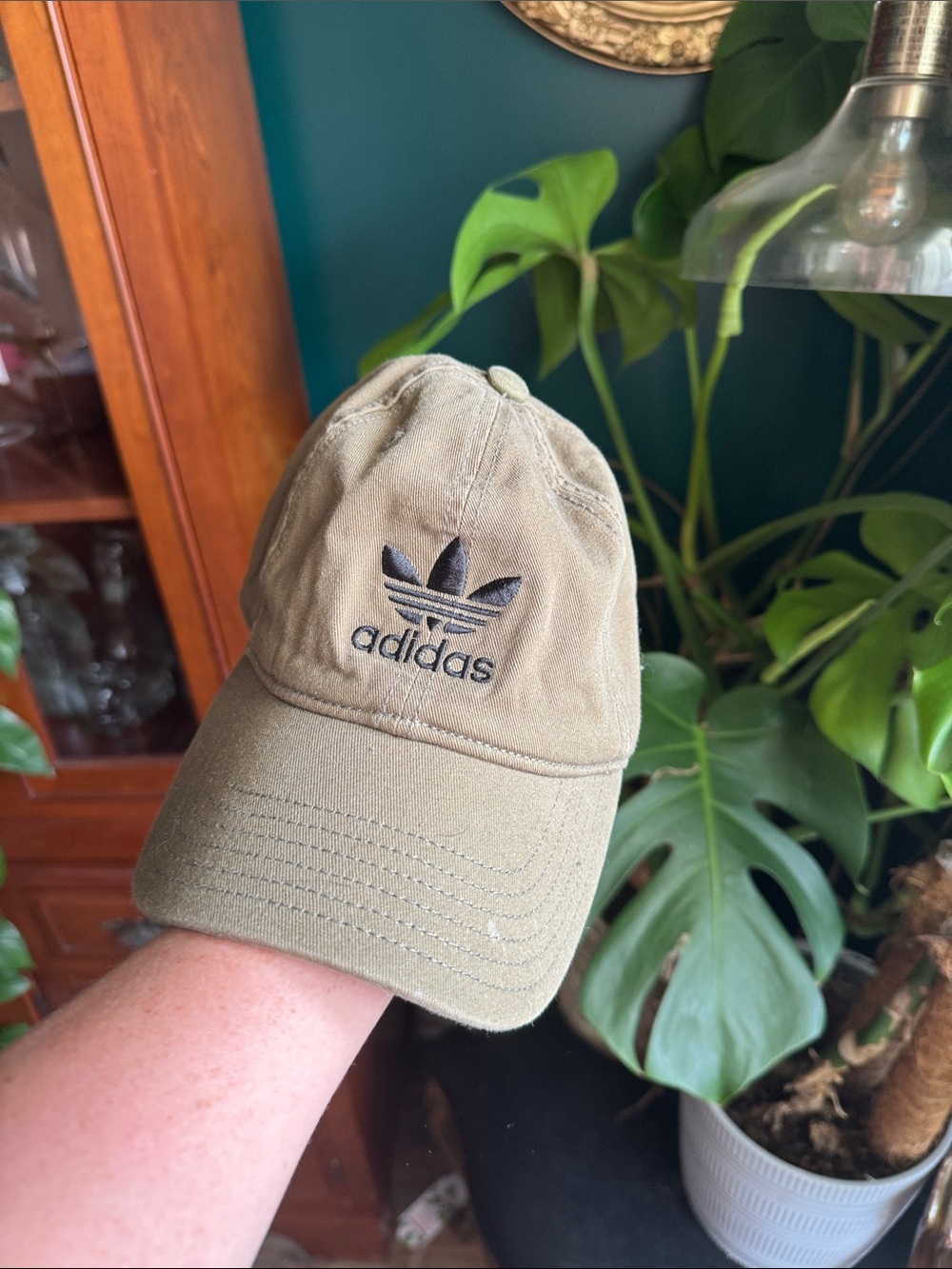 adidas Trefoil Baseball Cap in Olive Green with Black Logo